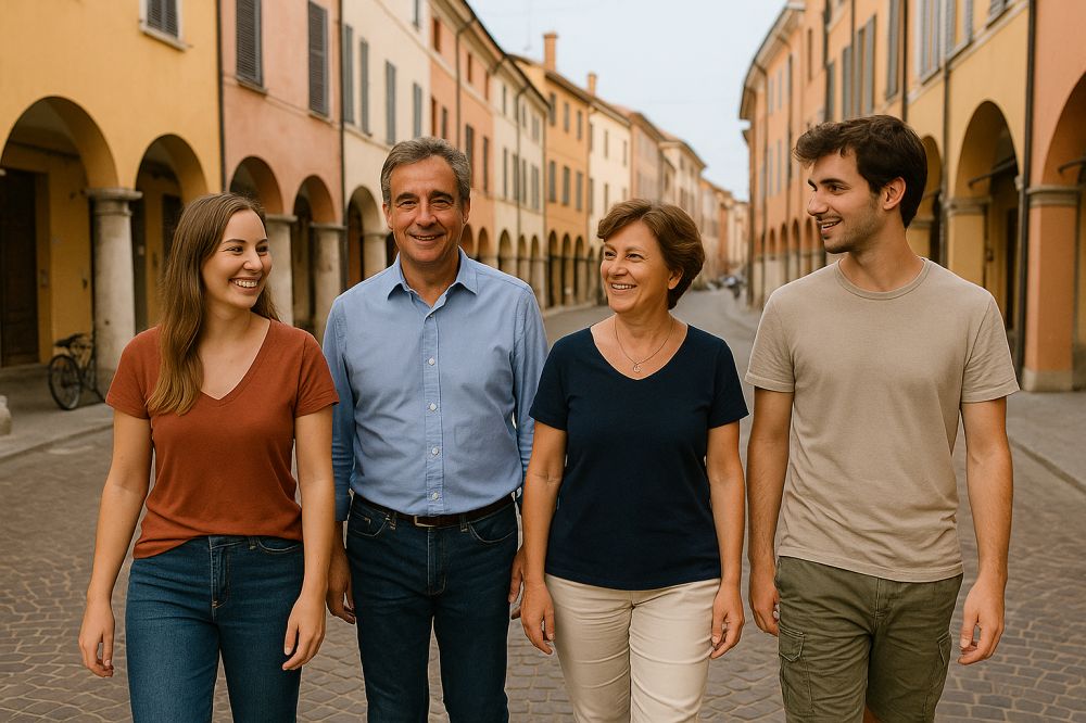 inmersión en Italia - familia italiano con alumno de extranjero