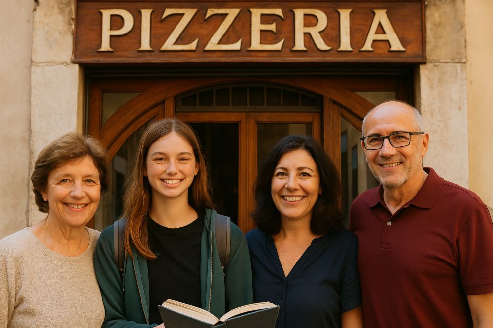 inmersion en familia italiana - con la familia en la pizzeria